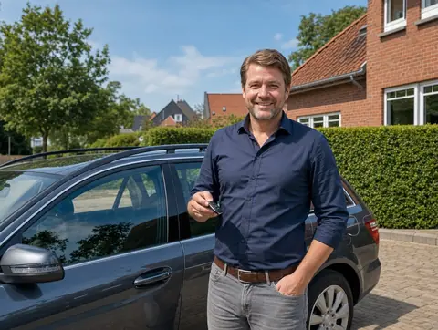 Verkäufer aus Weimar mit dem verkauften Fahrzeug
